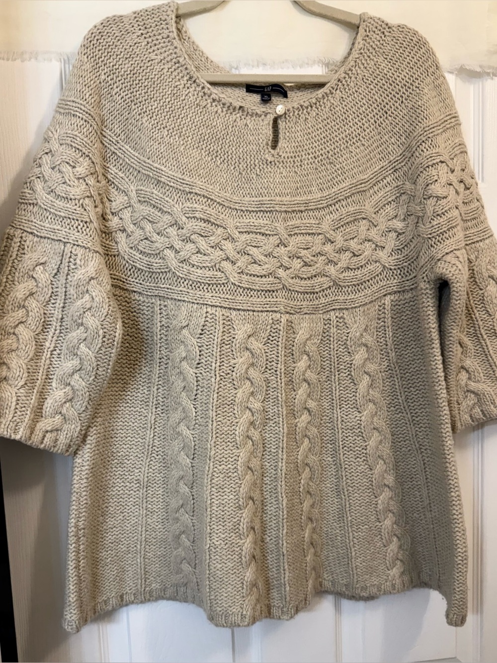 GAP Cream Cable Knit Scoop-Neck Sweater, Women’s Sz XL